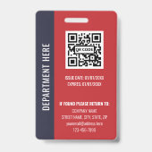 Badge Carte d'identité professionnelle Navy Blue Red per (Arrière)