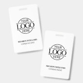 Badge Carte d'identité professionnelle Noir Blanc avec l (Avant & arrière)