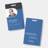 Badge Carte d'identité professionnelle noir bleu avec ph (Avant & arrière)