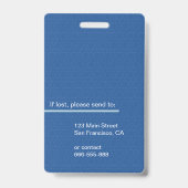 Badge Carte d'identité professionnelle noir bleu avec ph (Arrière)