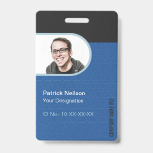 Badge Carte d'identité professionnelle noir bleu avec ph