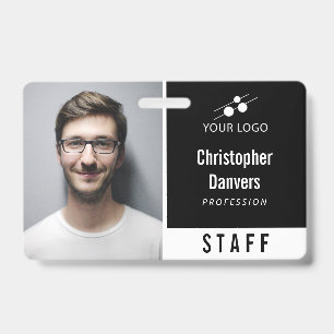 Badge Carte d'identité professionnelle noir et blanc pro