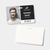 Badge Carte d'identité professionnelle noir et blanc pro (Avant & arrière)