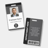 Badge Carte d'identité professionnelle Noir Gris (Avant & arrière)