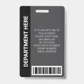 Badge Carte d'identité professionnelle Noir Gris (Arrière)