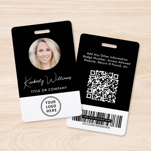 Badge Carte d'identité professionnelle noire avec code Q