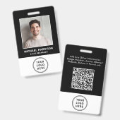 Badge Carte d'identité professionnelle noire avec code Q (Avant & arrière)