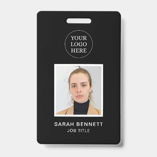 Badge Carte d'identité professionnelle noire chic (Avant)