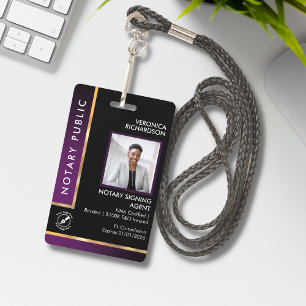 Badge Carte d'identité professionnelle noire et violette