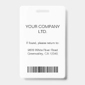 Badge Carte d'identité professionnelle personnalisée ave (Arrière)