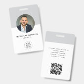 Badge Carte d'identité professionnelle QR code gris mode (Avant & arrière)