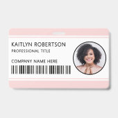 Badge Carte d'identité professionnelle rose blush avec c (Avant)