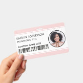 Badge Carte d'identité professionnelle rose blush avec c (Manuel / portable)