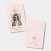 Badge Carte d'identité professionnelle rose pâle moderne (Avant & arrière)