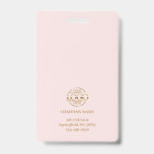 Badge Carte d'identité professionnelle rose pâle moderne (Arrière)