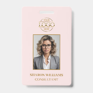 Badge Carte d'identité professionnelle rose pâle moderne