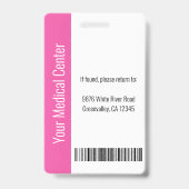 Badge Carte d'identité professionnelle rose pour le pers (Arrière)