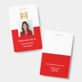 Badge carte d'identité professionnelle rouge de l'employ (Avant & arrière)