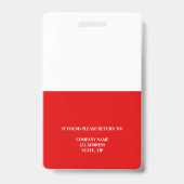 Badge carte d'identité professionnelle rouge de l'employ (Arrière)