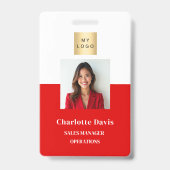 Badge carte d'identité professionnelle rouge de l'employ (Avant)