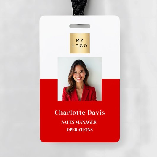 Badge carte d'identité professionnelle rouge de l'employ