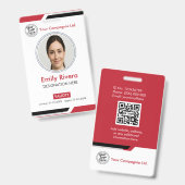 Badge Carte d'identité professionnelle rouge moderne (Avant & arrière)