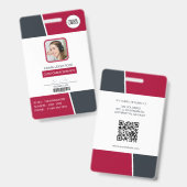 Badge Carte d'identité professionnelle rouge moderne ave (Avant & arrière)