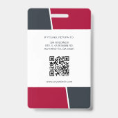 Badge Carte d'identité professionnelle rouge moderne ave (Arrière)