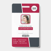 Badge Carte d'identité professionnelle rouge moderne ave (Avant)