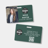 Badge Carte d'identité professionnelle verte avec logo d (Avant & arrière)