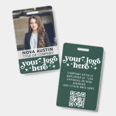 Badge Carte d'identité professionnelle verte avec logo d (Avant & arrière)
