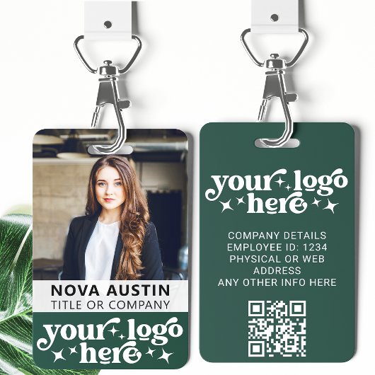 Badge Carte d'identité professionnelle verte avec logo d