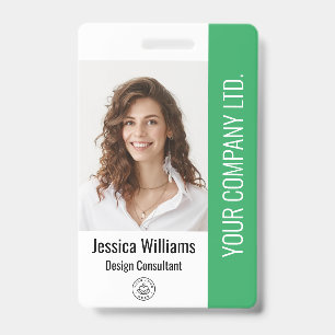 Badge Carte d'identité professionnelle verte avec photo