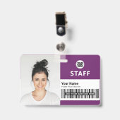 Badge Carte d'identité professionnelle Violet Pourpre du (Avant avec clip)