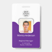 Badge Carte d'identité professionnelle violette avec pho (Avant)