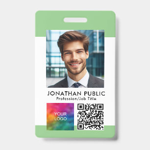 Badge Carte d'identité QR Code Logo Entreprise Étiquette