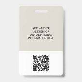 Badge Carte d'identité QR Code neutre beige pour médecin (Arrière)