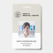 Badge Carte d'identité QR Code neutre beige pour médecin (Avant)