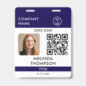 Badge Carte d'identité QR Code Nom Photo de l'employé de (Avant)