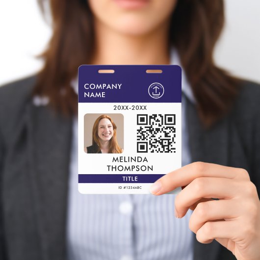 Badge Carte d'identité QR Code Nom Photo de l'employé de (Présenté)