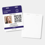 Badge Carte d'identité QR Code Nom Photo de l'employé de (Avant & arrière)