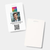 Badge Carte d'identité QR Code Photo de l'employé Logo d (Avant & arrière)