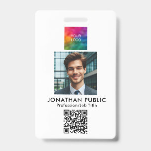 Badge Carte d'identité QR Code Photo de l'employé Logo d