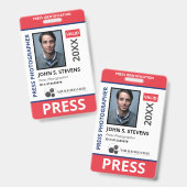 Badge Carte d'identité recto verso rouge et bleu avec ph (Avant & arrière)