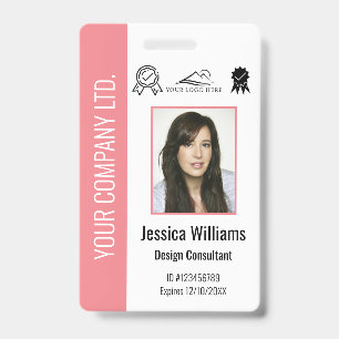 Badge Carte d'identité rose personnalisée pour employés 