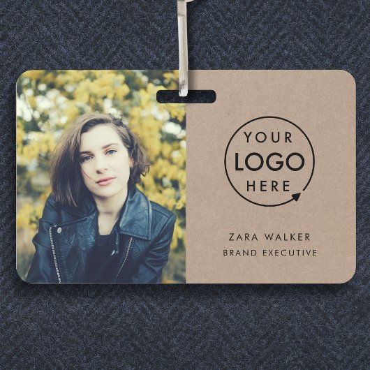 Badge Carte d'identité Rustique Kraft | Logo moderne Pho