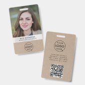 Badge Carte d'identité Rustique Kraft | Photo moderne Em (Front & Back)