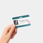 Badge Carte d'identité sarcelle bleue foncé (Horizontale (Manuel / portable)