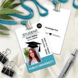 Badge Carte d'identité scolaire étudiant Université Bleu