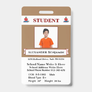 Badge Carte d'identité scolaire pour élèves et étudiants